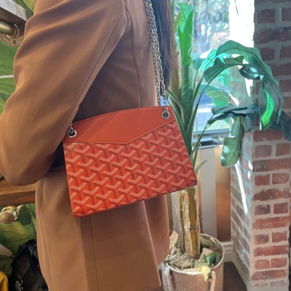 GOYARD Sac Rouette Structured Mini Orange Goyardine Chevroches Calfskin  Bag - Picture 2 of 11